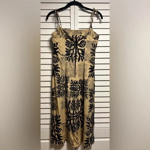 COPY - Manuhealii Black and Tan Slip Dress Spaghetti Strap Resort Wear - Picture 2 of 13